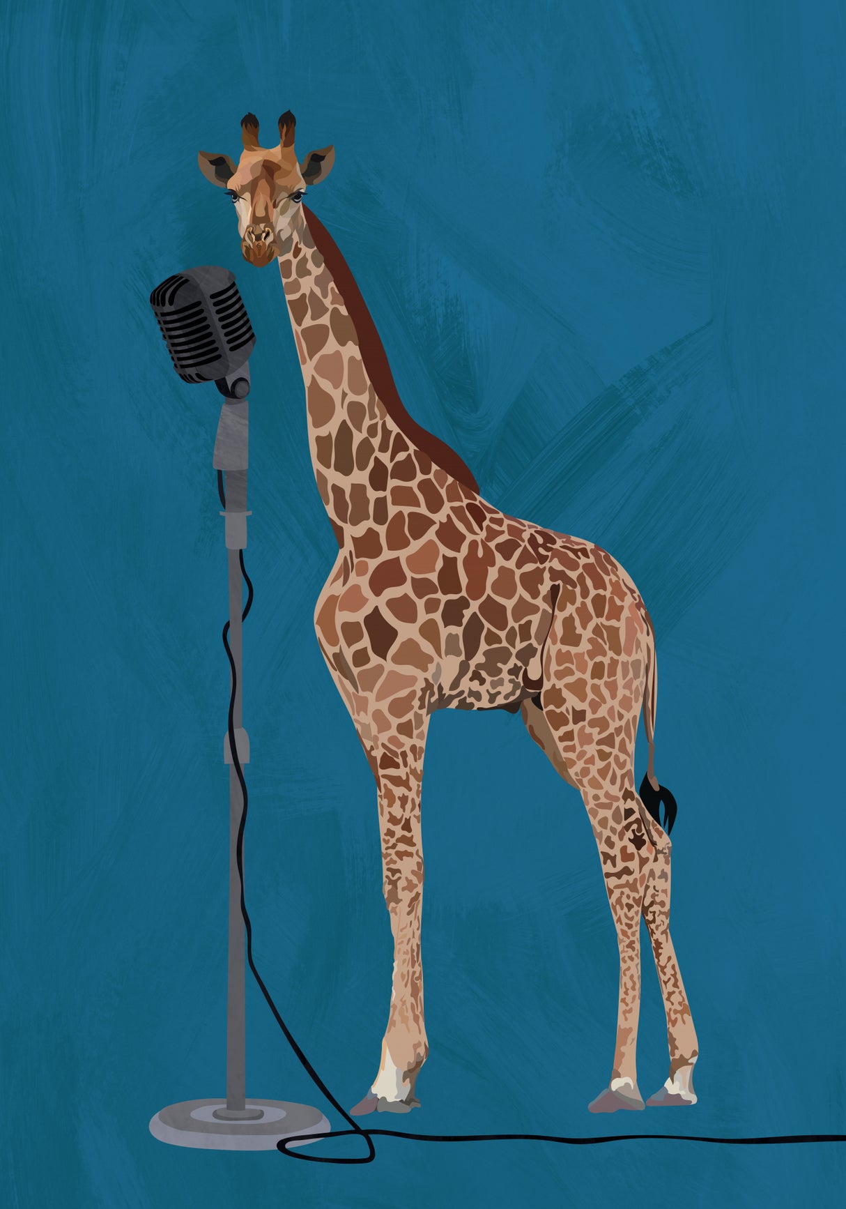 Giraffe Microphone Pink 2 01 Poster och Canvastavla