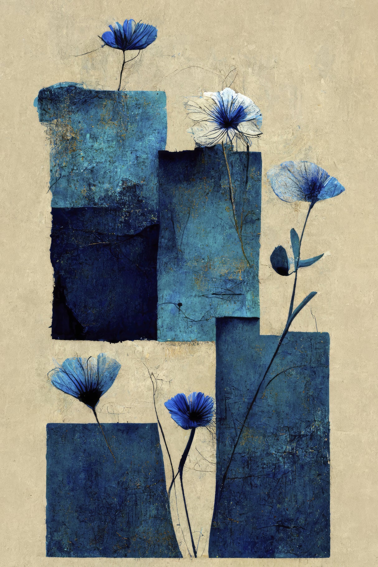 Blocks And Flowers Poster och Canvastavla