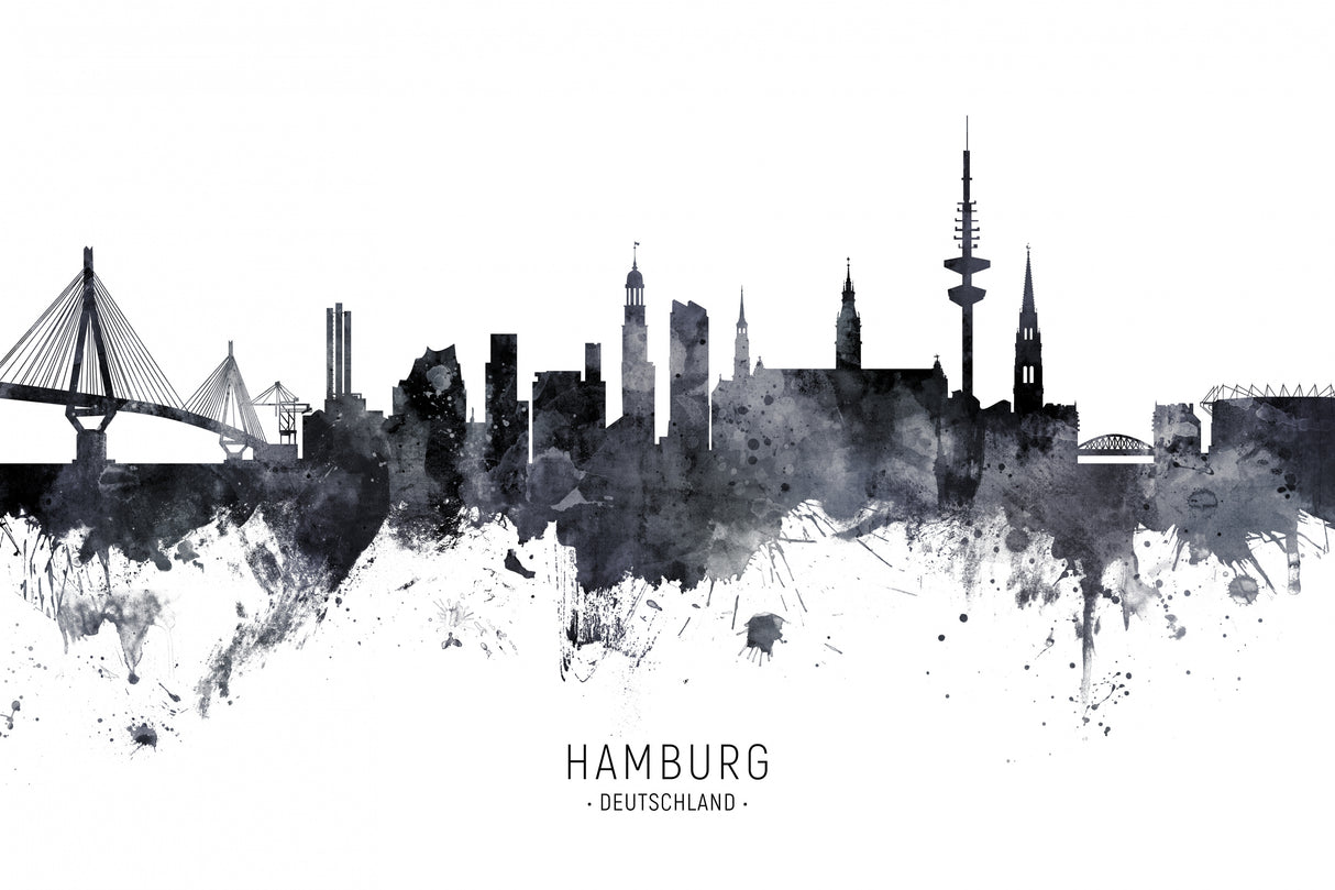 Hamburg Germany Skyline Poster och Canvastavla