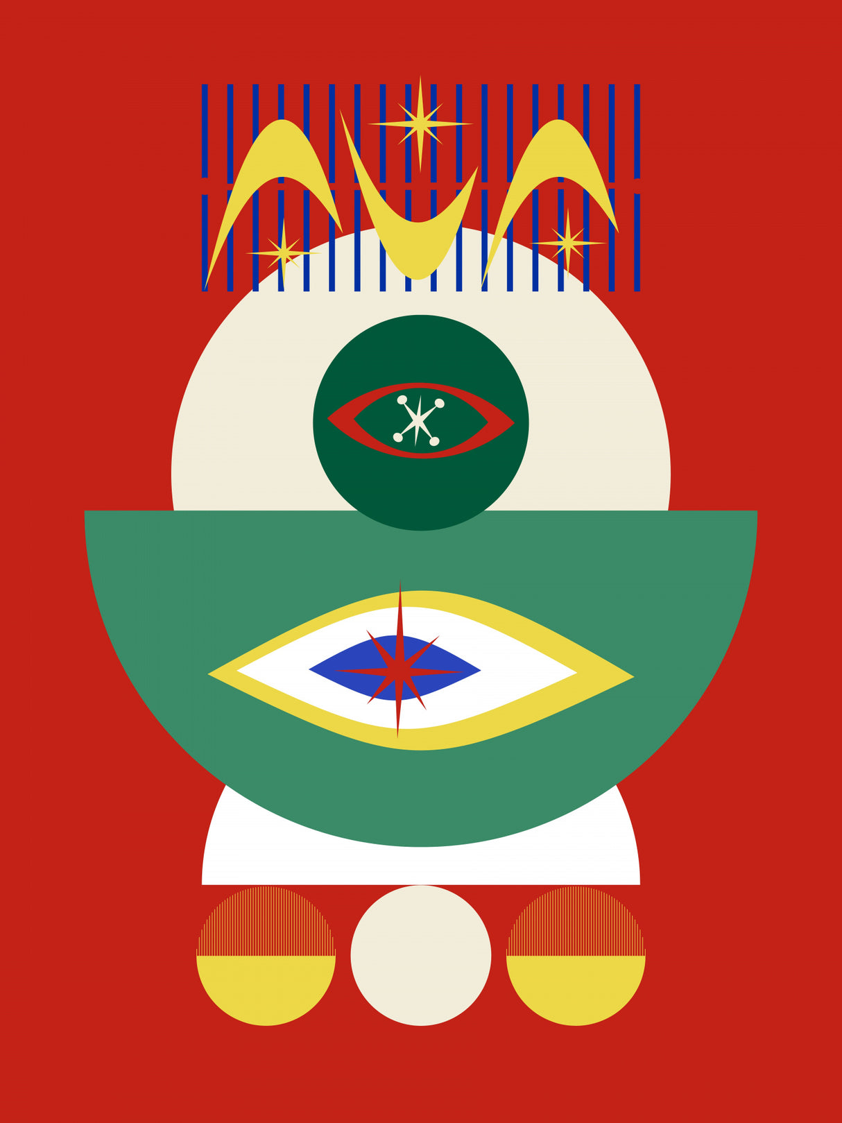 Mid Century Retro Red Poster och Canvastavla