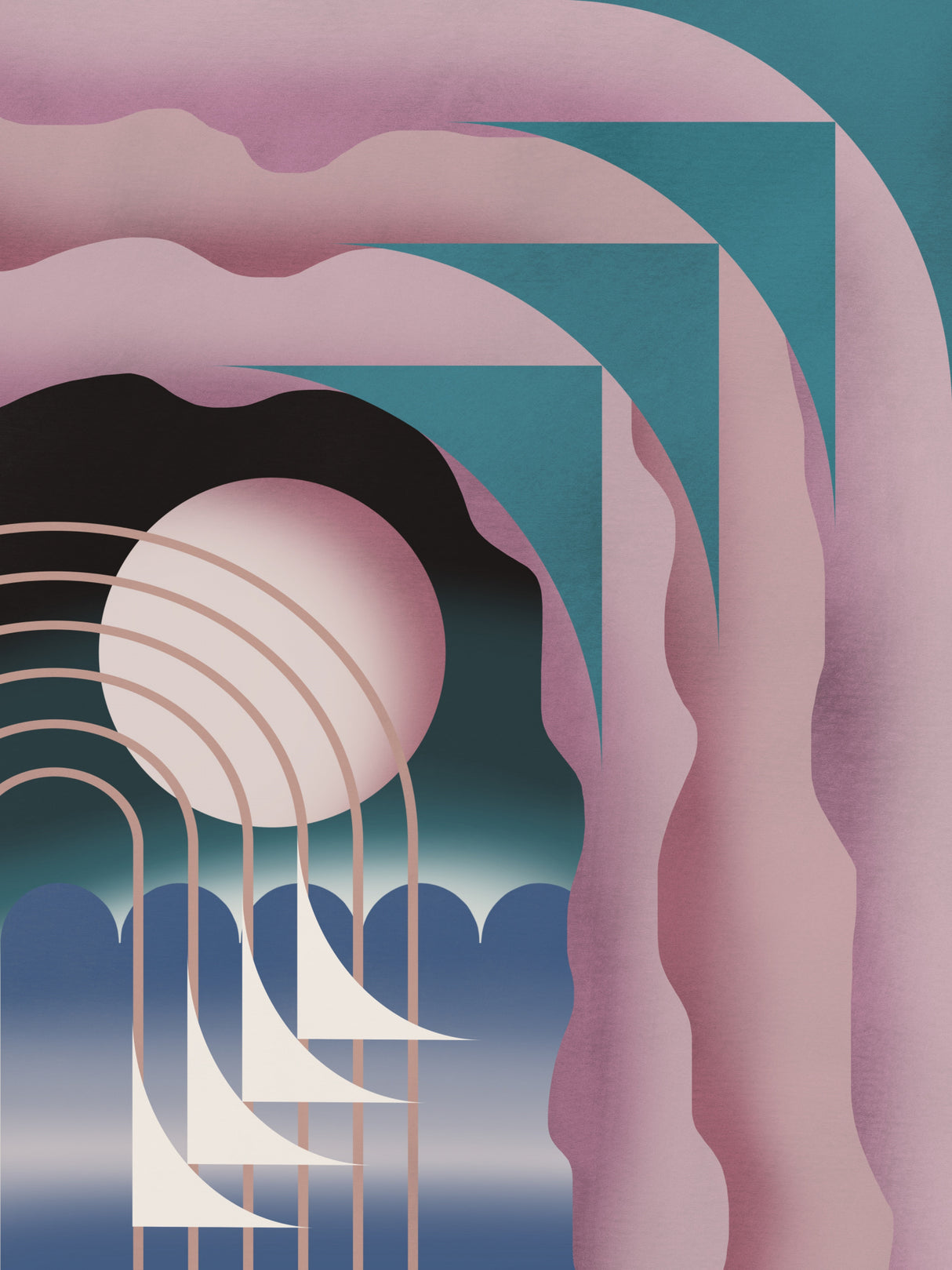 Pink Night Sky Poster och Canvastavla
