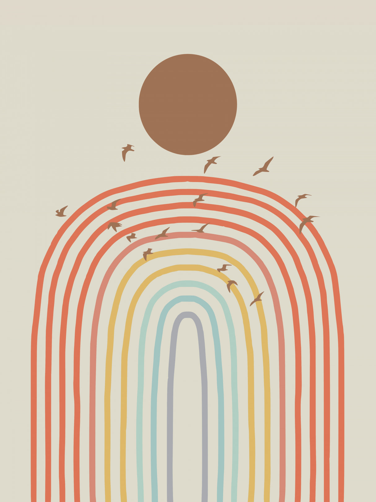 Rainbow Arch and Birds Poster och Canvastavla