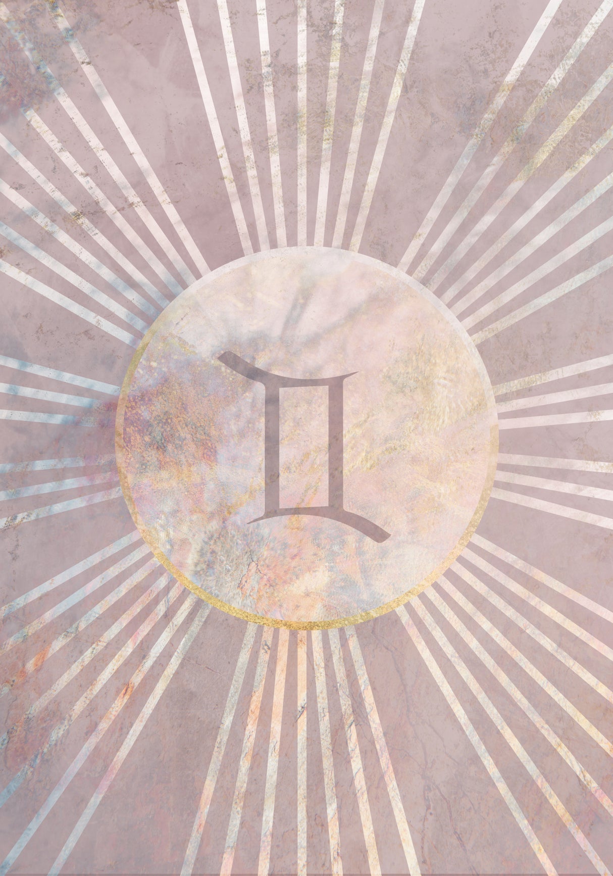 Gemini Boho Star Sign Sun Poster och Canvastavla