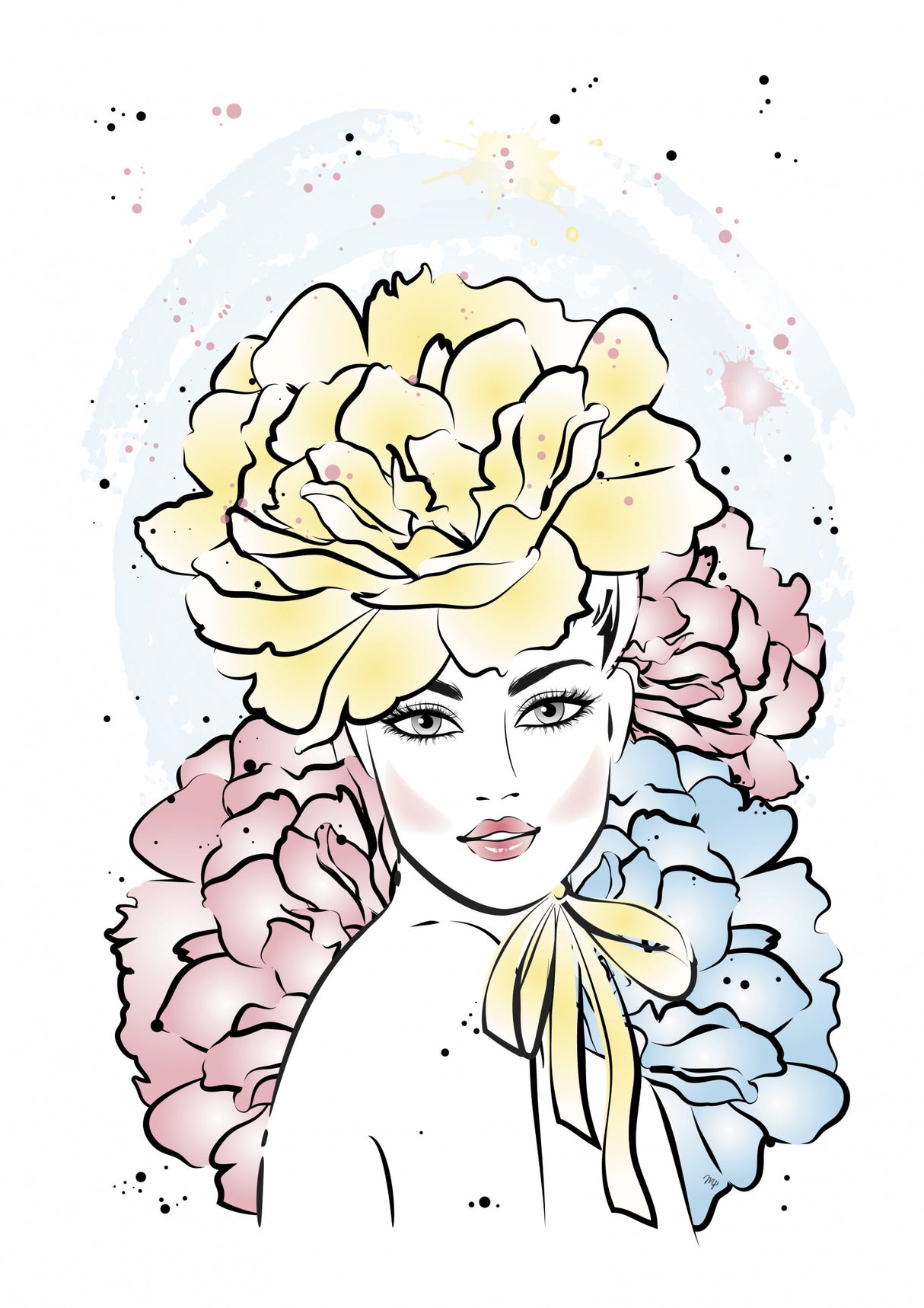 Peony Girl Poster och Canvastavla