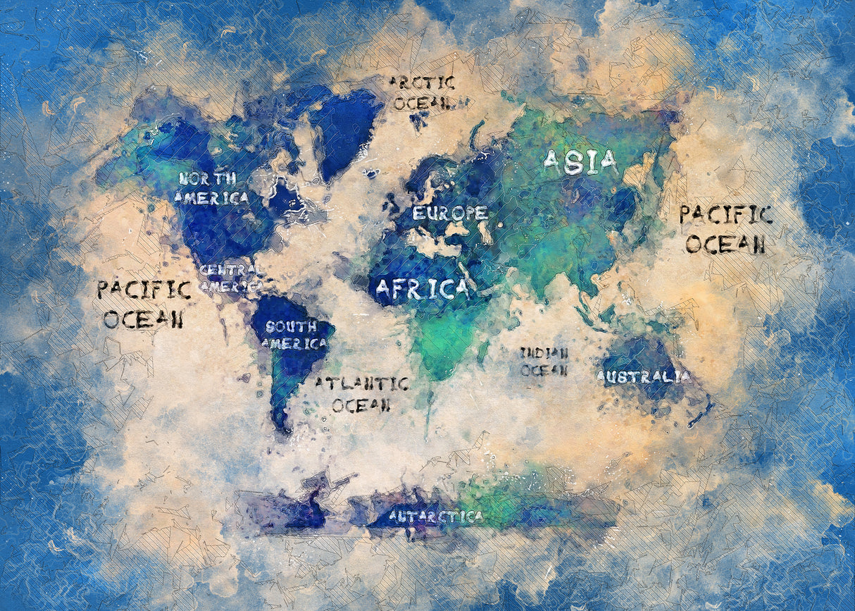 World map 38 Poster och Canvastavla