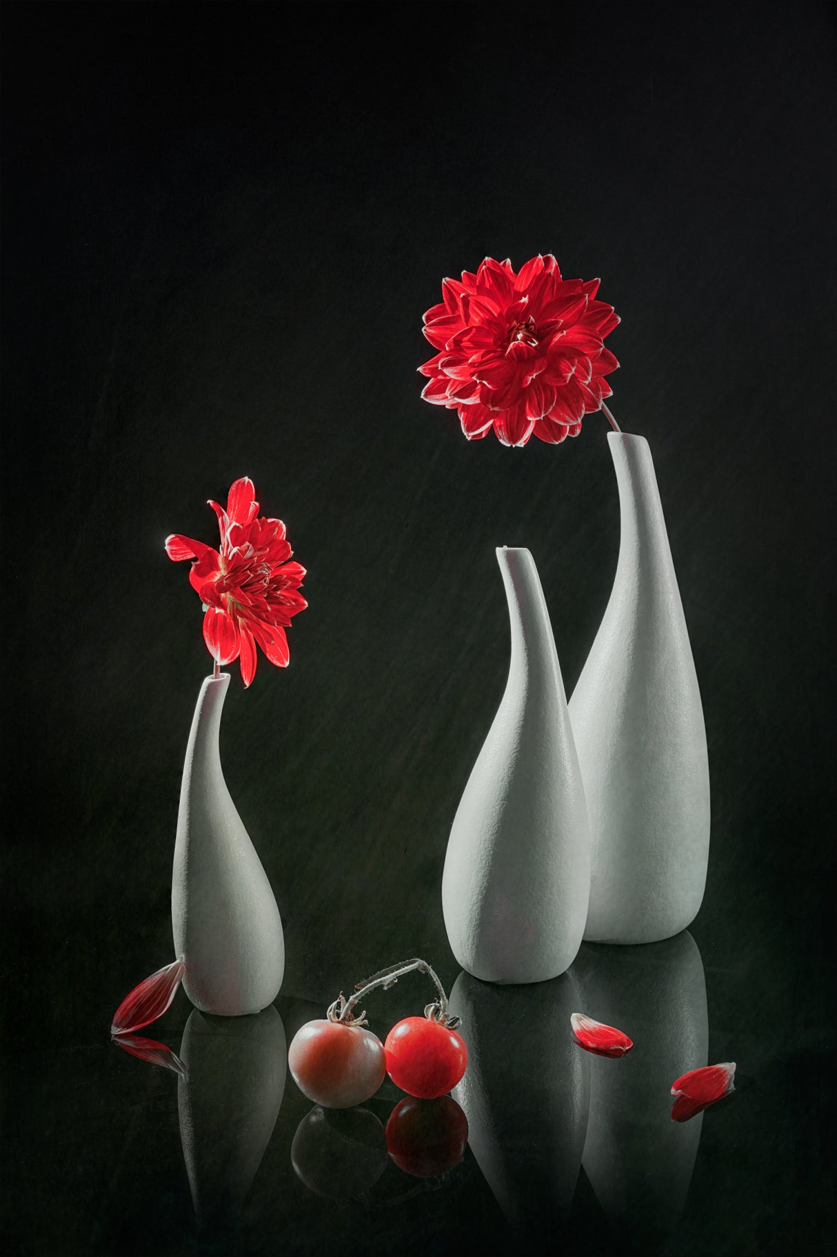 Red Dahlia & Tomatoes Poster och Canvastavla