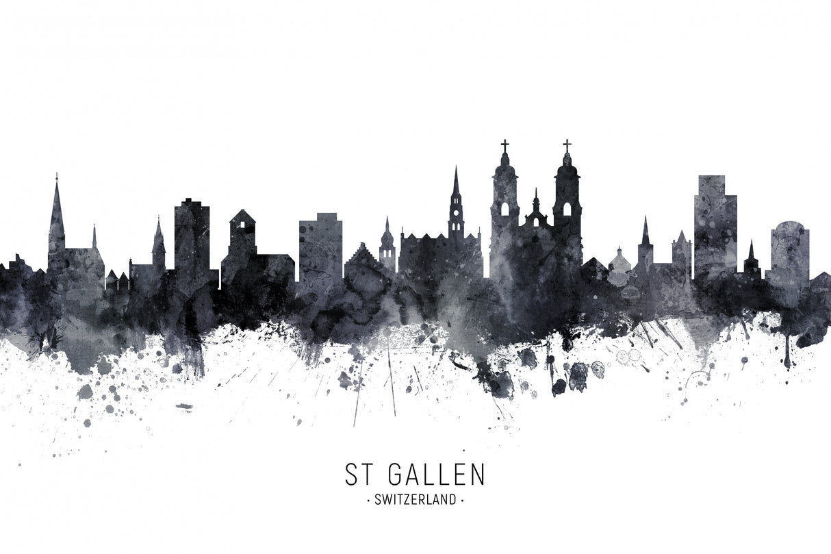 St Gallen Switzerland Skyline Poster och Canvastavla