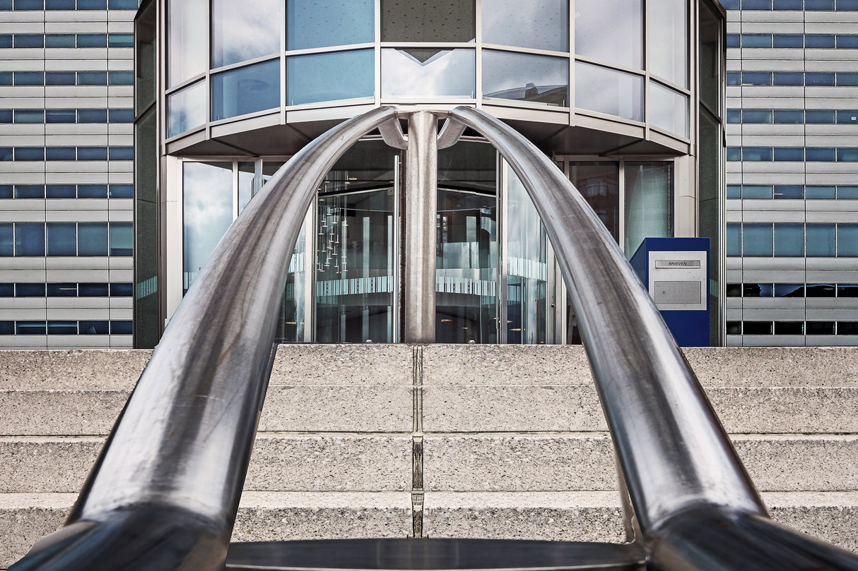 Bank entrance after renovation. Poster och Canvastavla