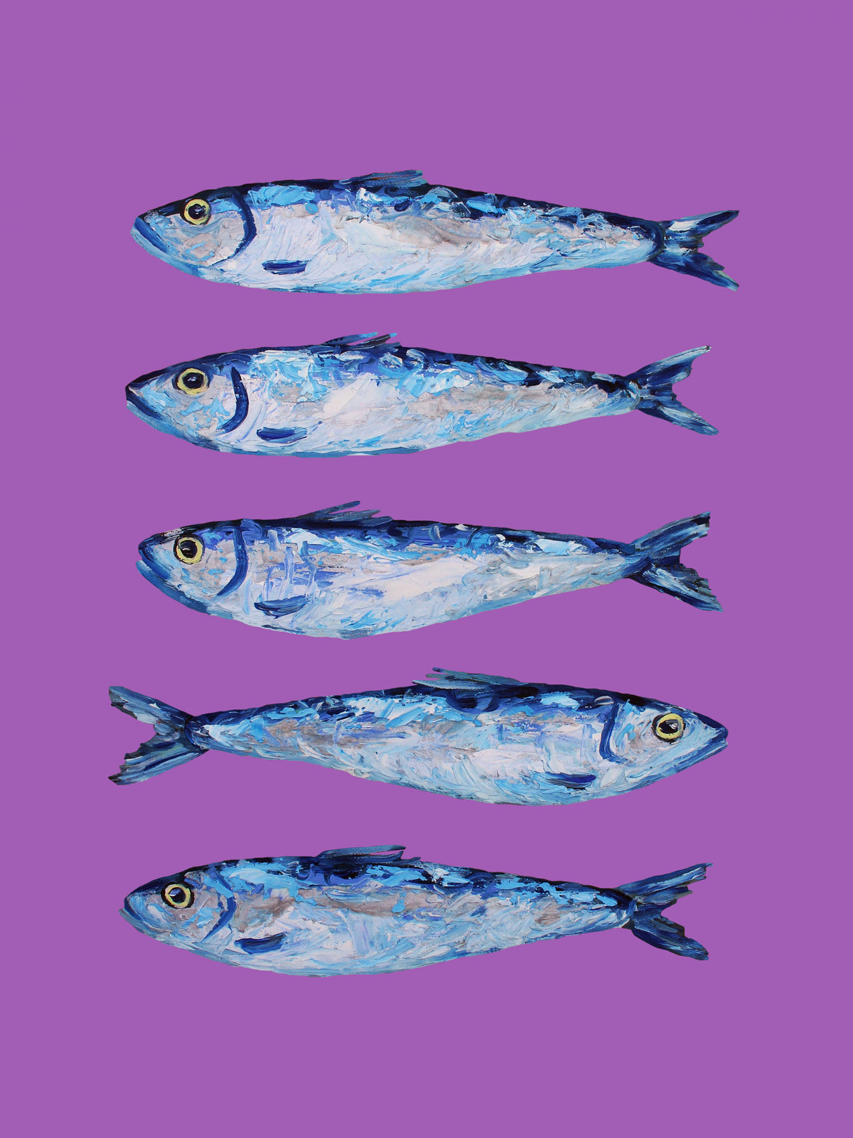 Sardines on Purple Poster och Canvastavla