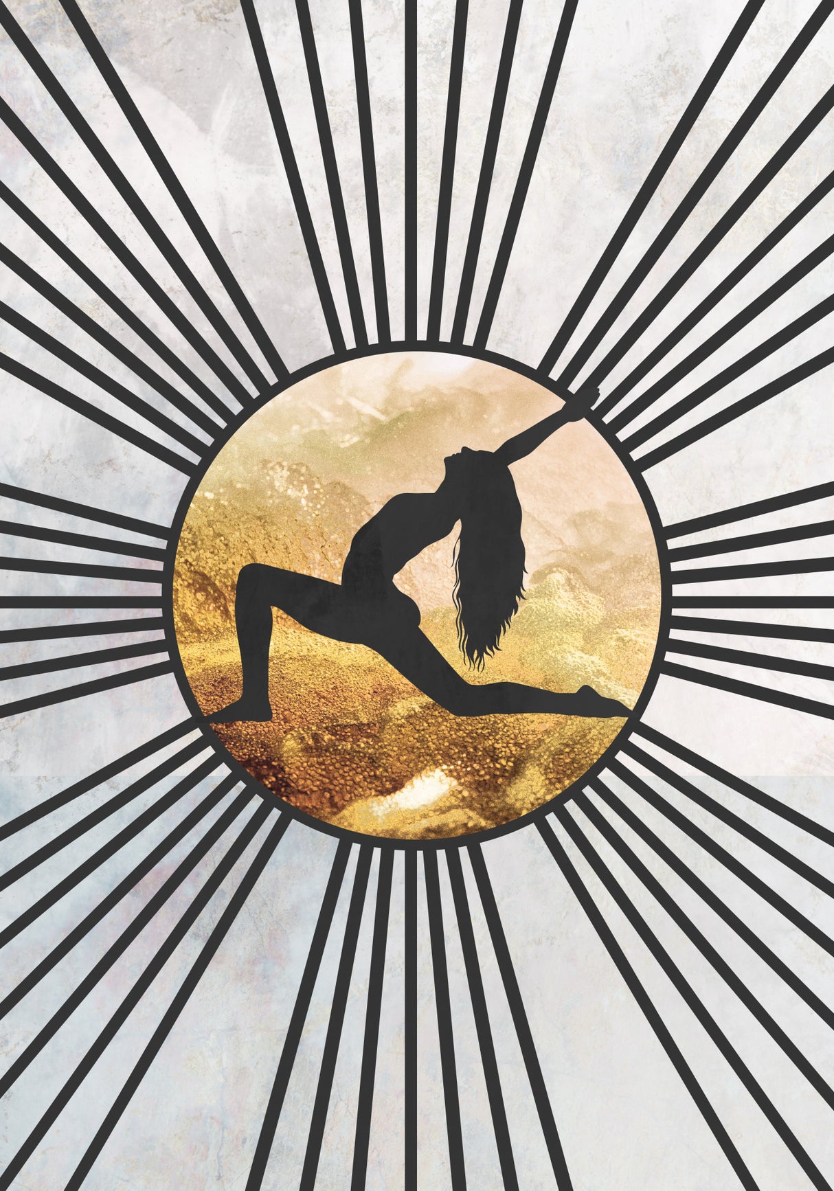 Black Gold Sun Yoga 2 Poster och Canvastavla