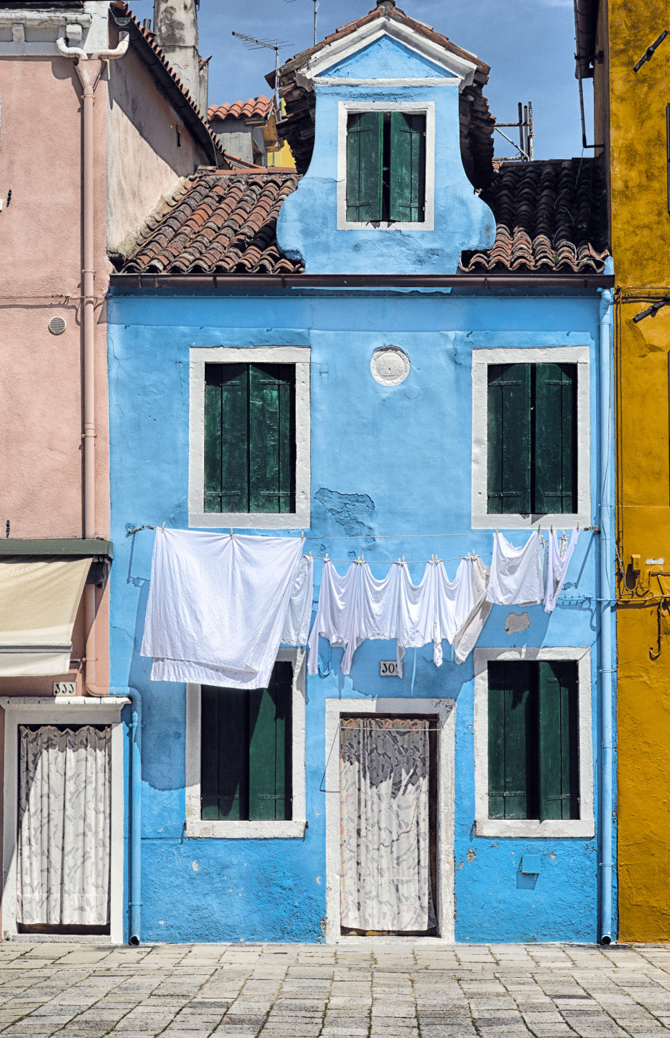 Clothes hanging in Burano, island of Venice Poster och Canvastavla