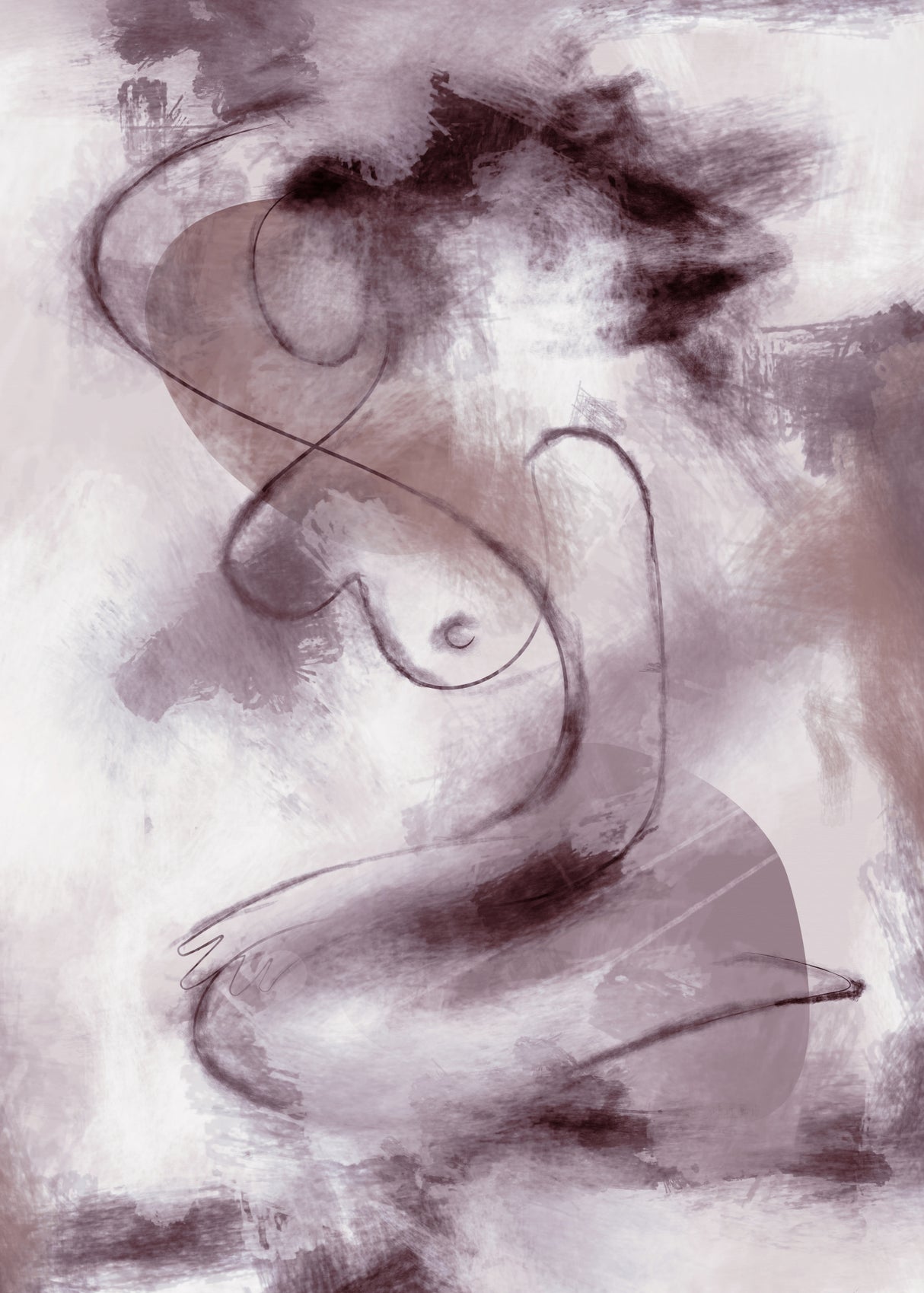 WOMAN FIGURATIVE ABSTRACT PAINTING PURPLE Poster och Canvastavla