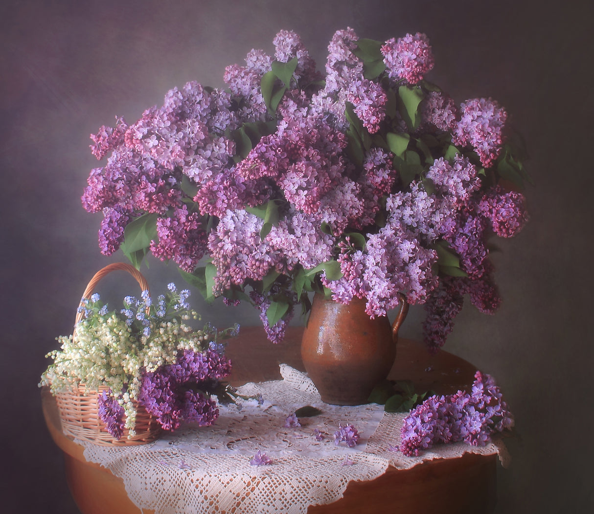 Spring still life with lilacs and lilies of the valley Poster och Canvastavla