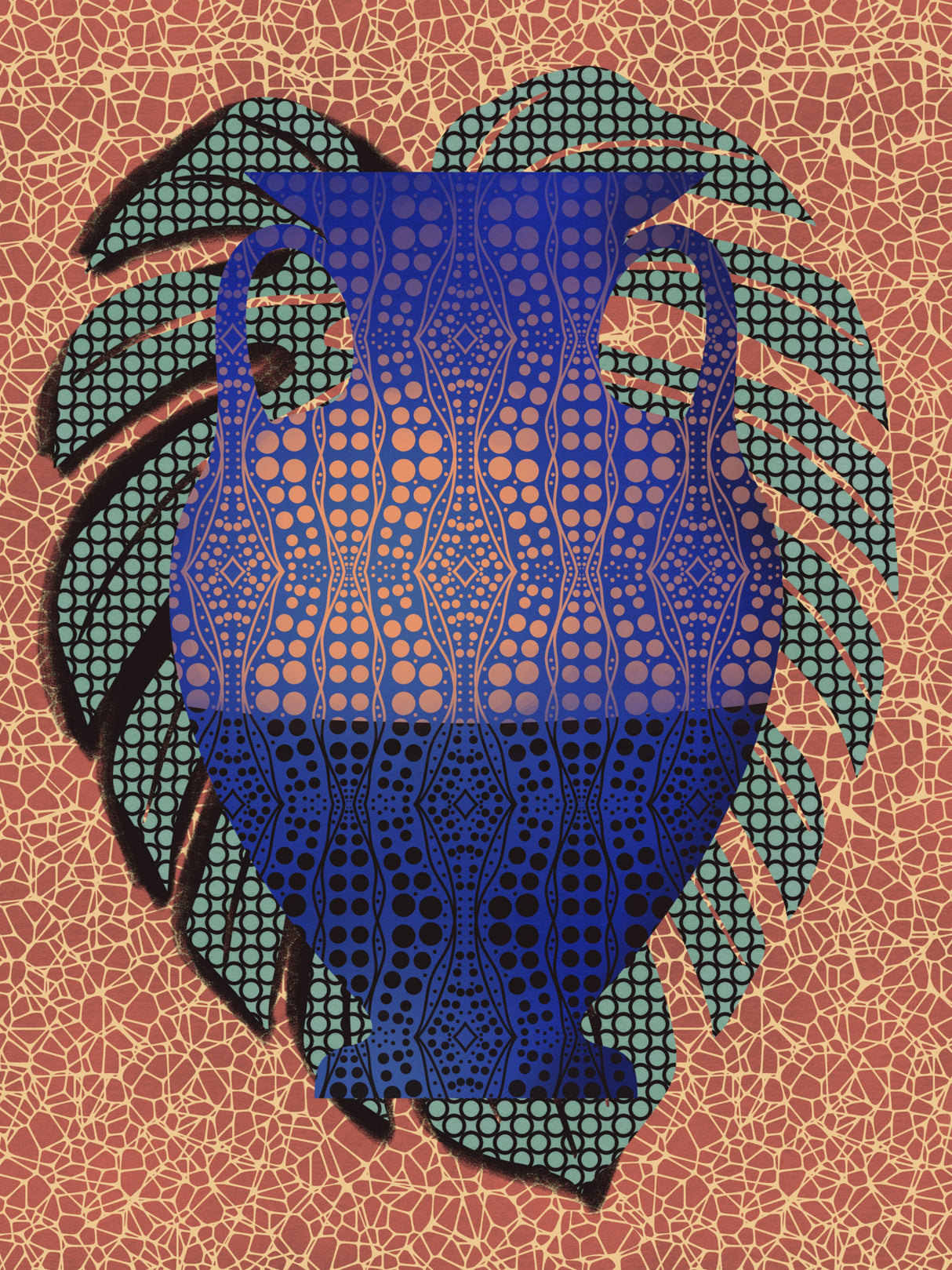 Monstera and Vase Poster och Canvastavla
