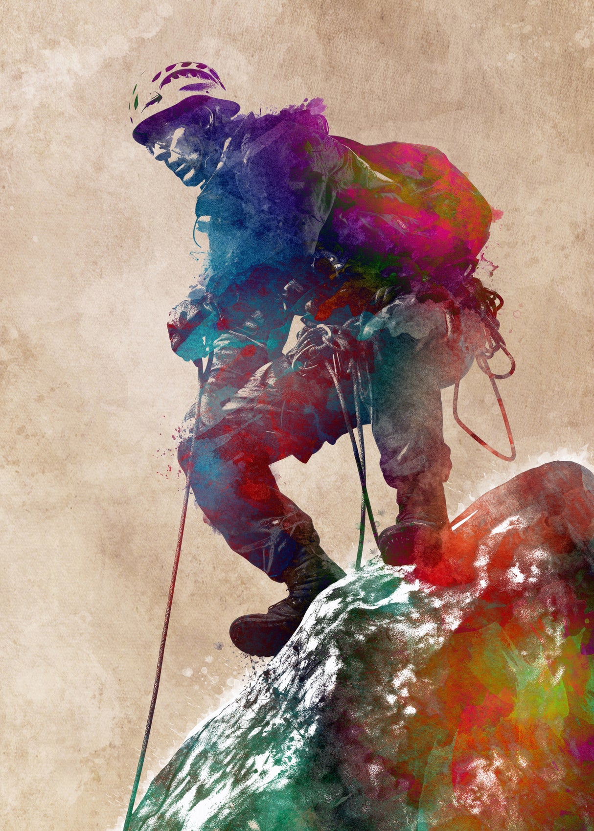 Mountaineer climbing sport art Poster och Canvastavla