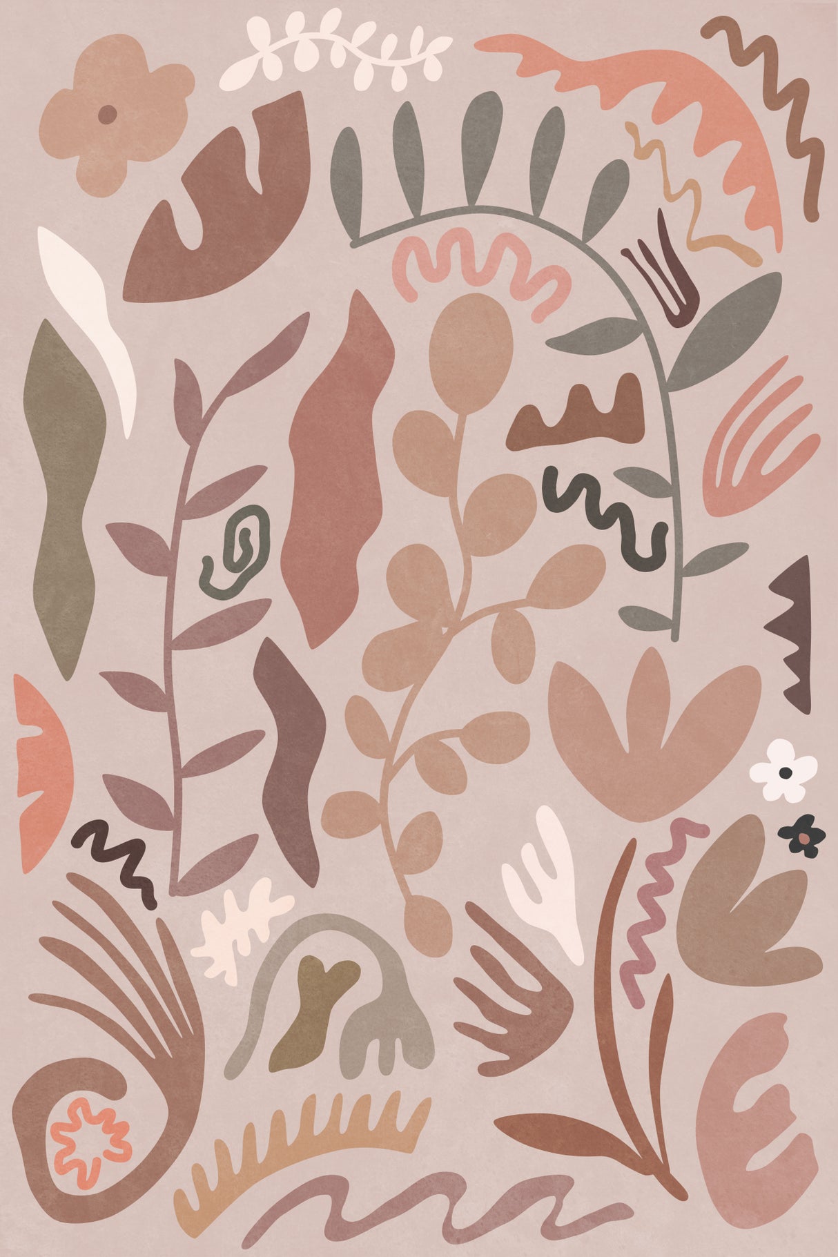 Blush Flora Colors and Shapes III Poster och Canvastavla
