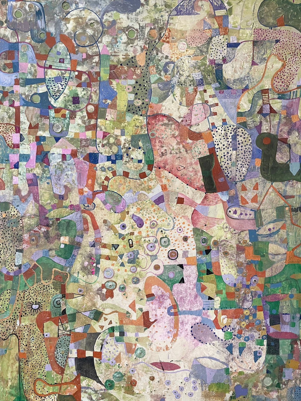 Chartreuse and Dots 30x40 2023 Mixed Media Poster och Canvastavla