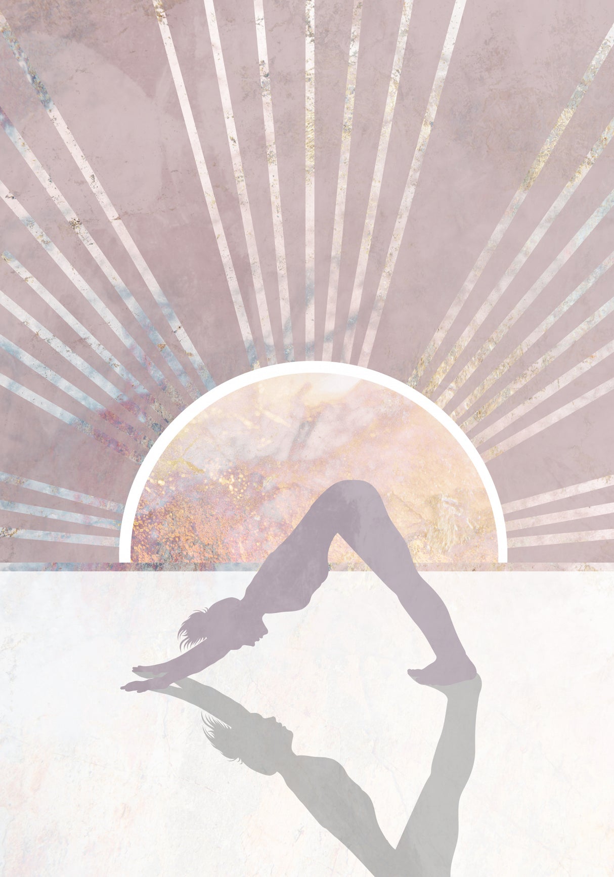 Pink Gold Sun Yoga 6 Poster och Canvastavla