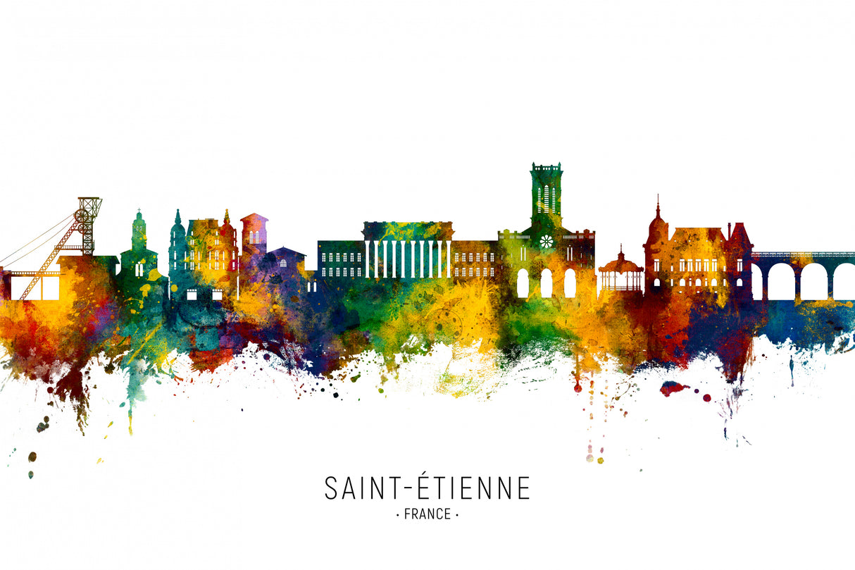 Saint-Étienne France Skyline Poster och Canvastavla