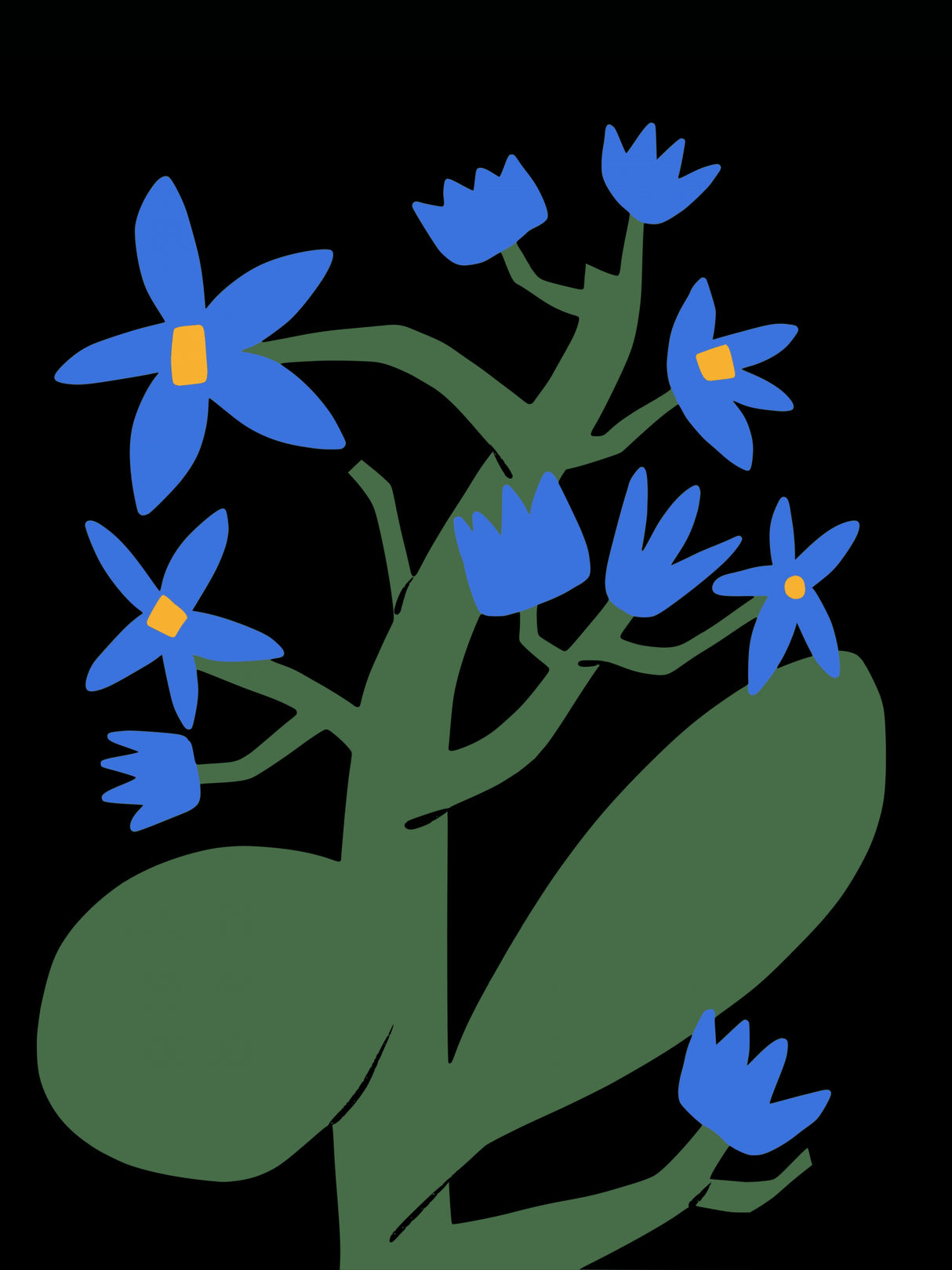 Nocturnal Blue Flower Poster och Canvastavla