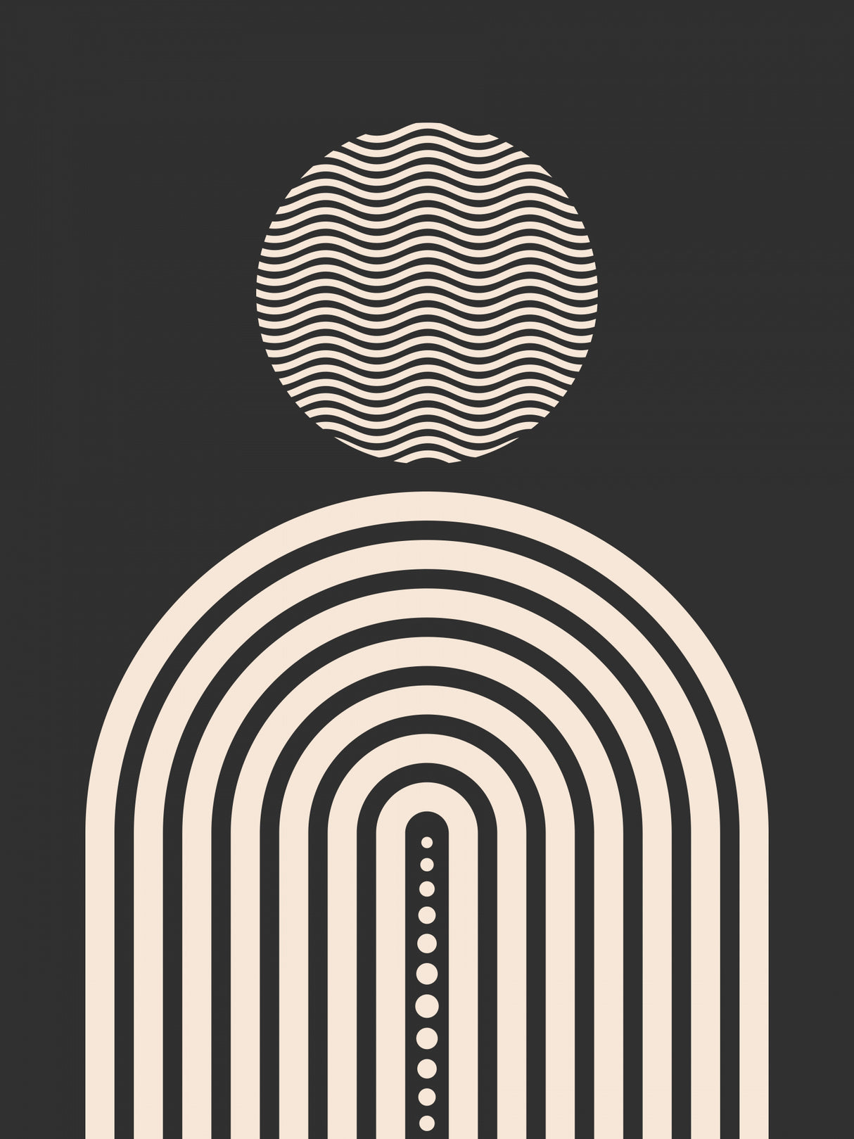 Mid Century Geometrical In Black Poster och Canvastavla