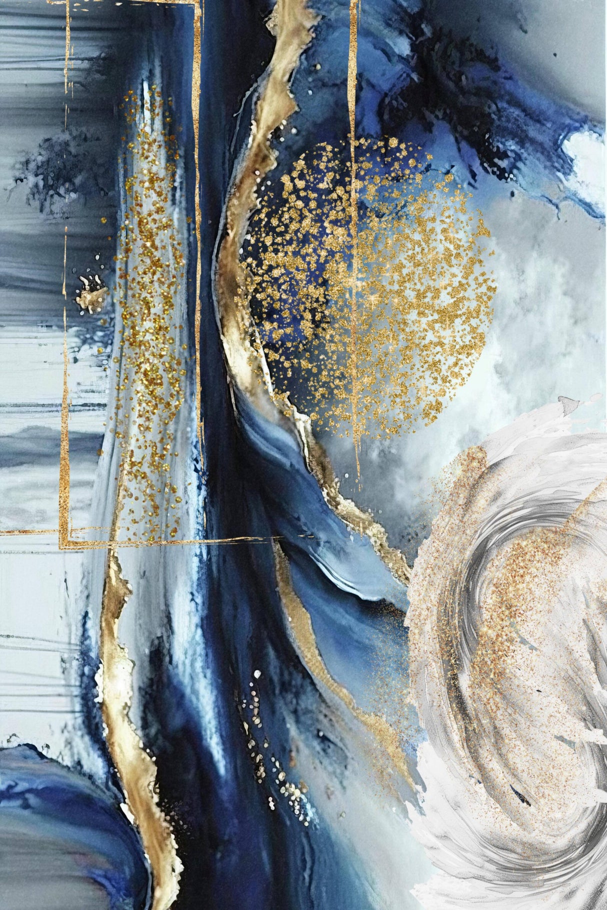 Marble in Navy Poster och Canvastavla