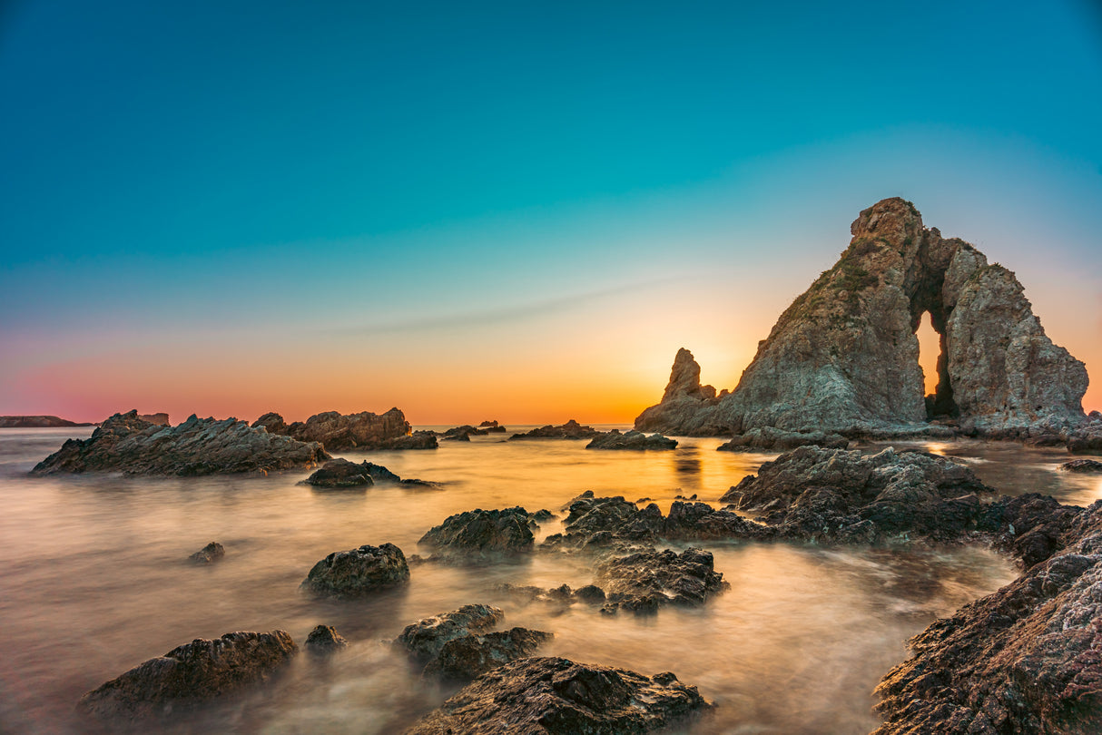 Beach Sunset Rocks Stones Poster och Canvastavla