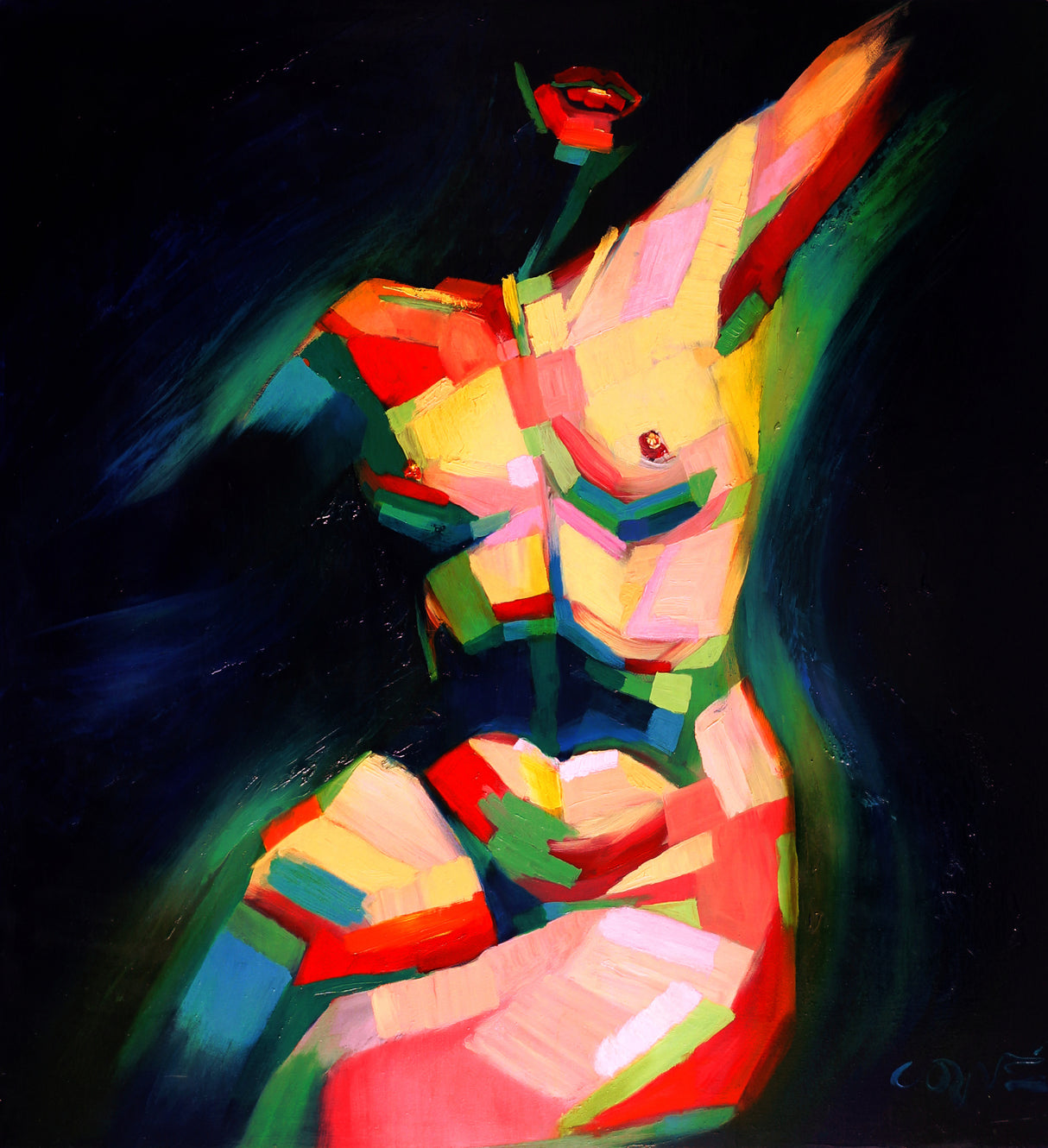 Cubistic Sitting Nude (2014) Poster och Canvastavla