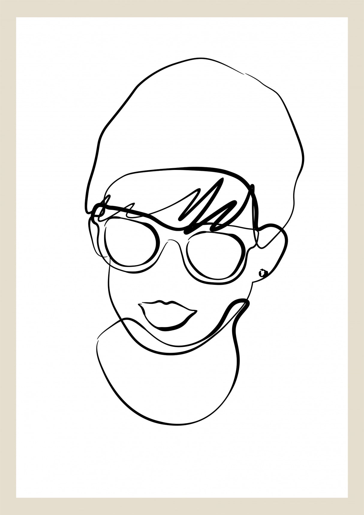 Modern woman line portrait Poster och Canvastavla