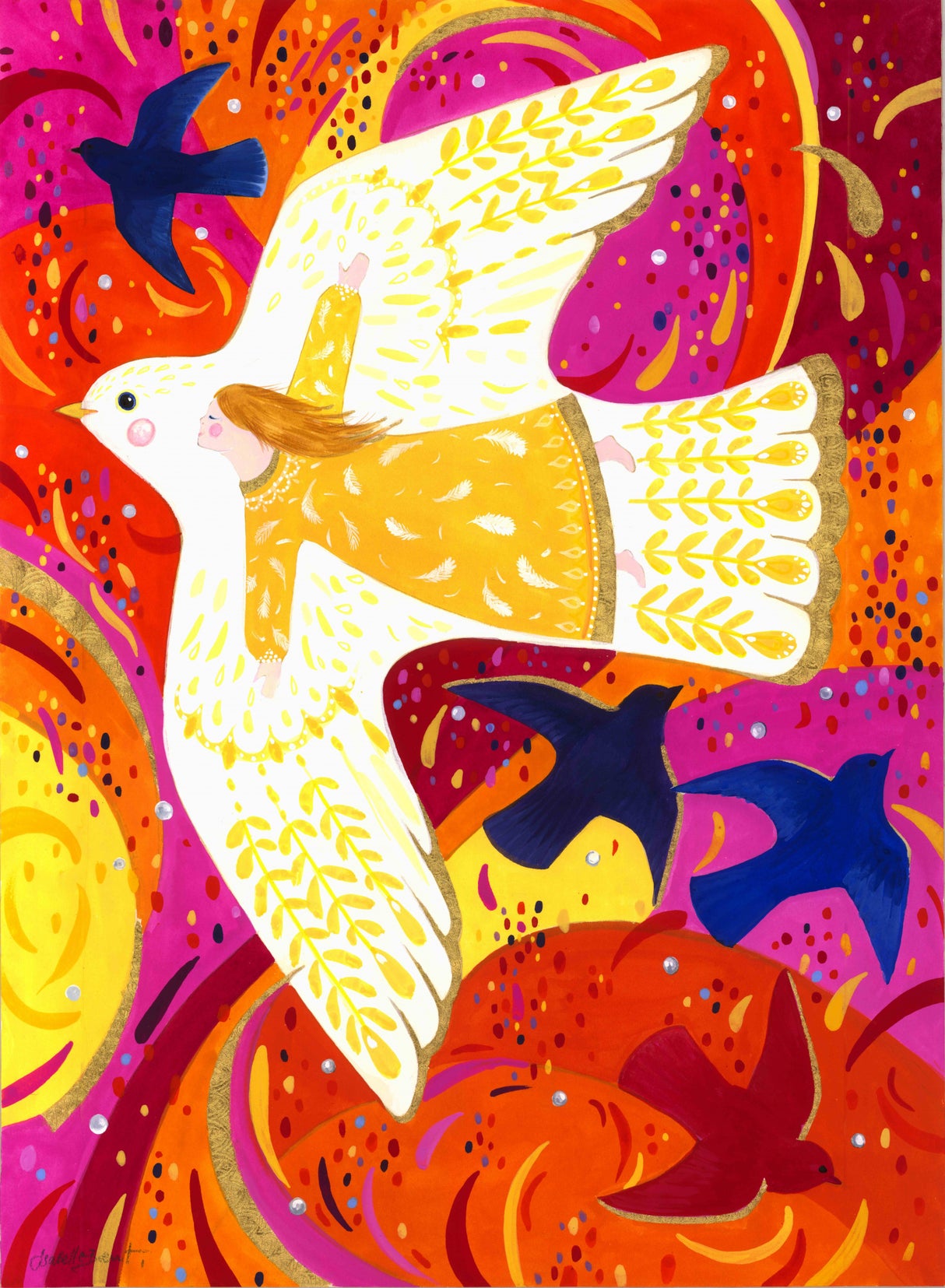 Angel Child and Birds Poster och Canvastavla