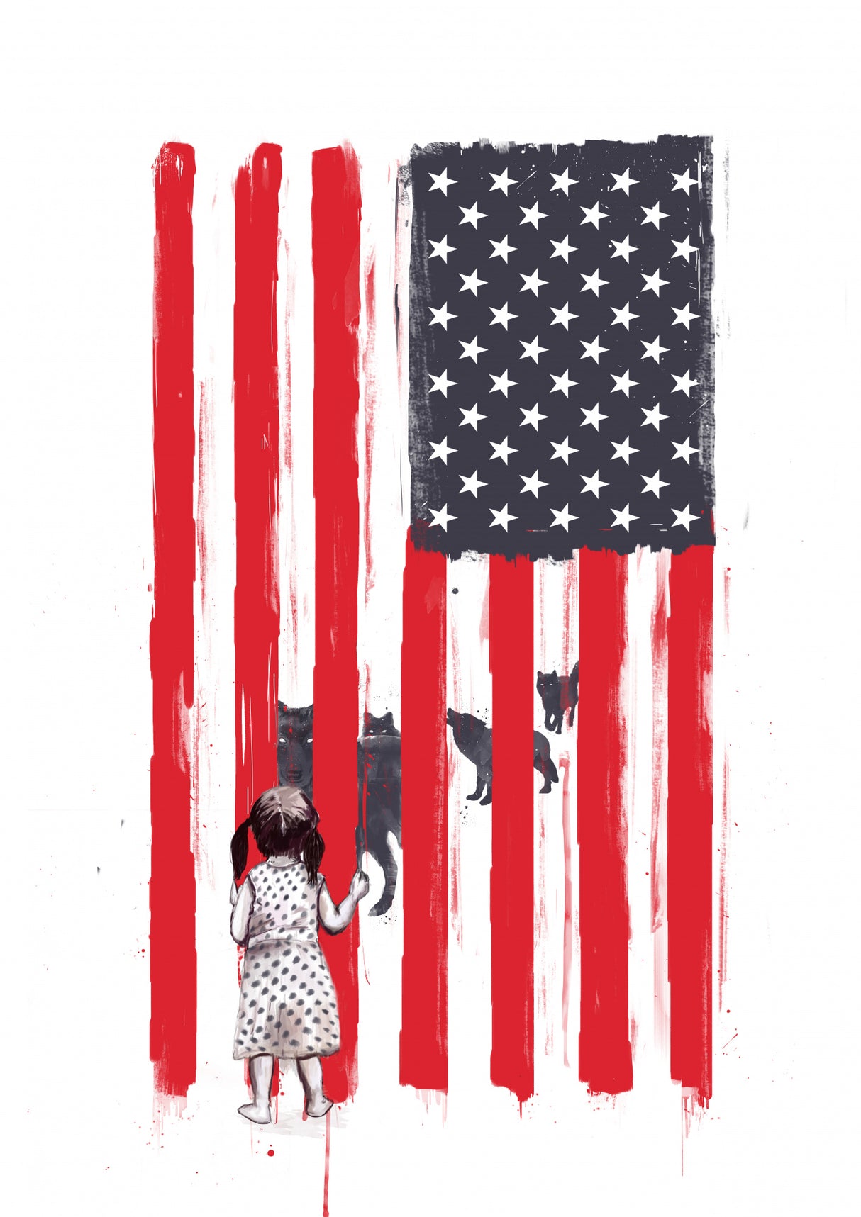 Little girl and wolves Poster och Canvastavla