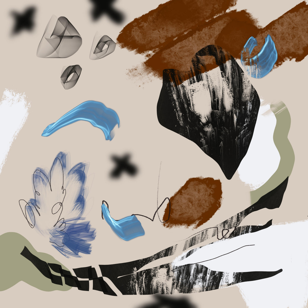 Mixed media abstract composition Poster och Canvastavla