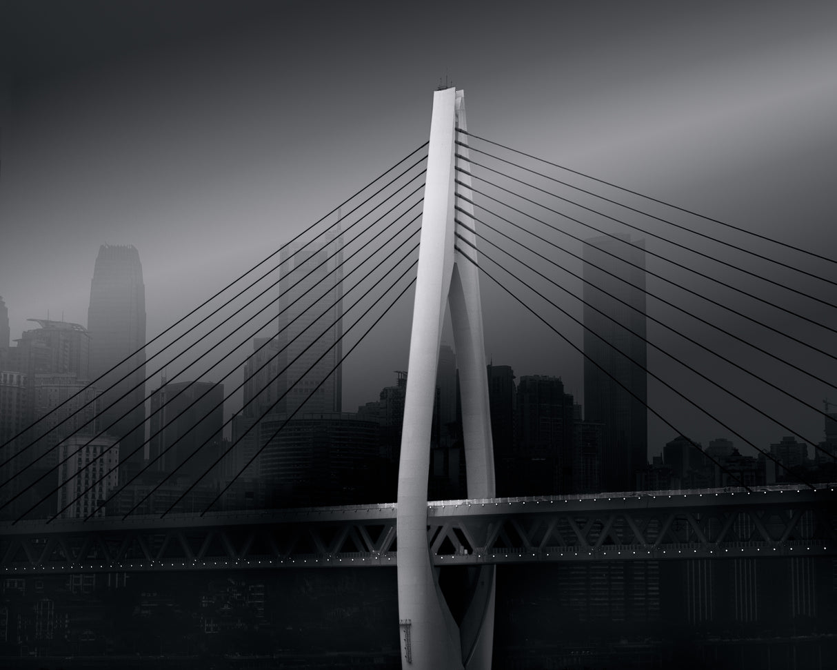 The bridge and town Poster och Canvastavla