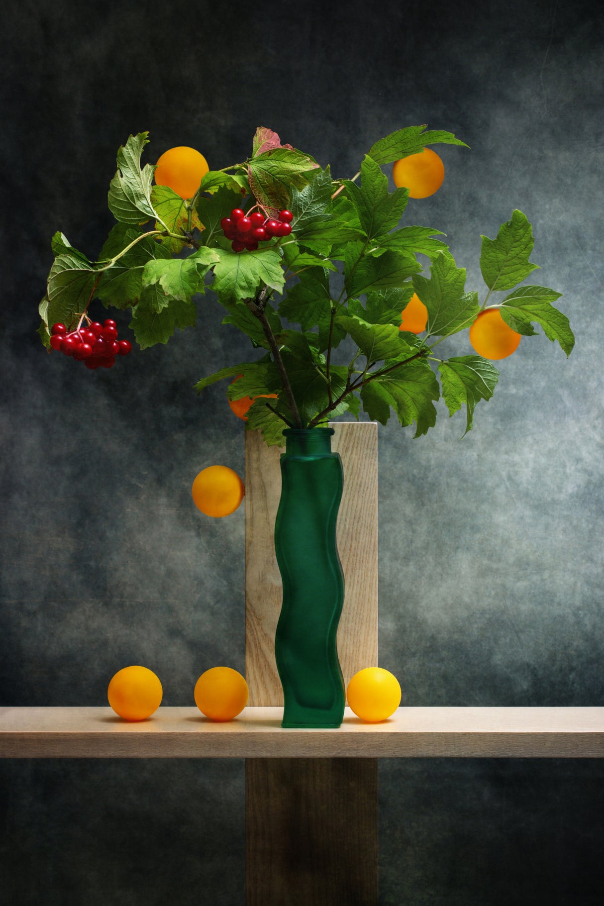 A branch of red viburnum with orange balls Poster och Canvastavla