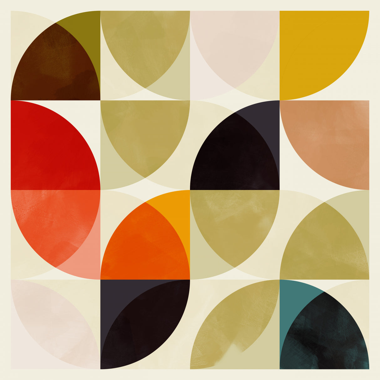 Circles Nov 19 Beige Viertel Circles Ineinander Poster och Canvastavla
