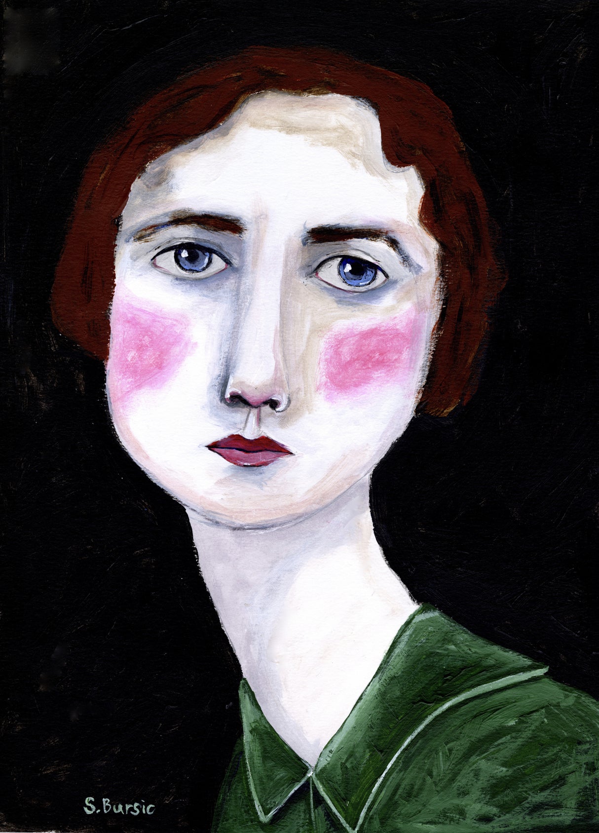 Vintage Woman with pink cheeks Poster och Canvastavla