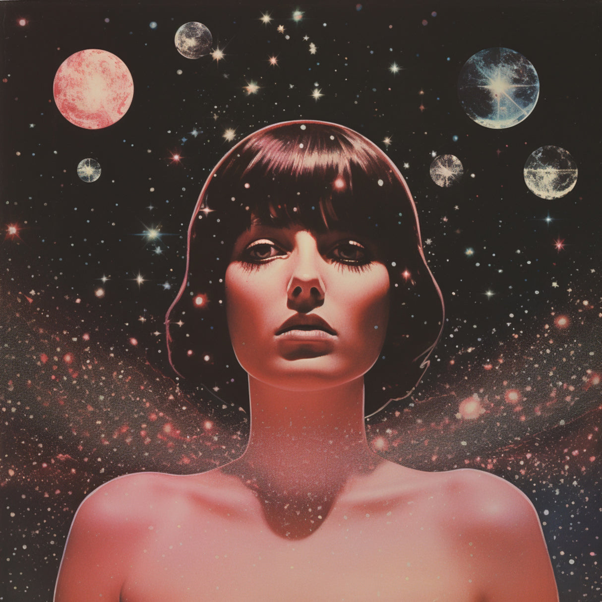 Space Goddess Collage Art Poster och Canvastavla