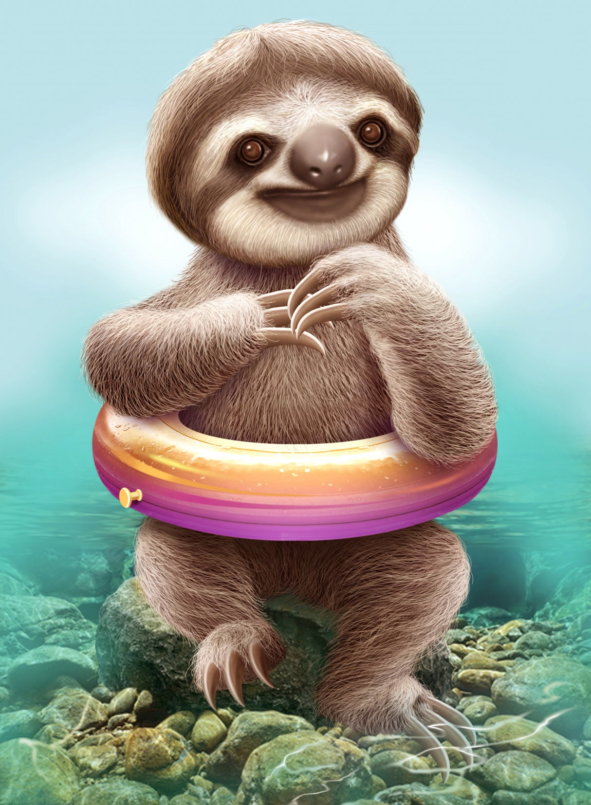 YOUNG SLOTH WITH BUOY Poster och Canvastavla