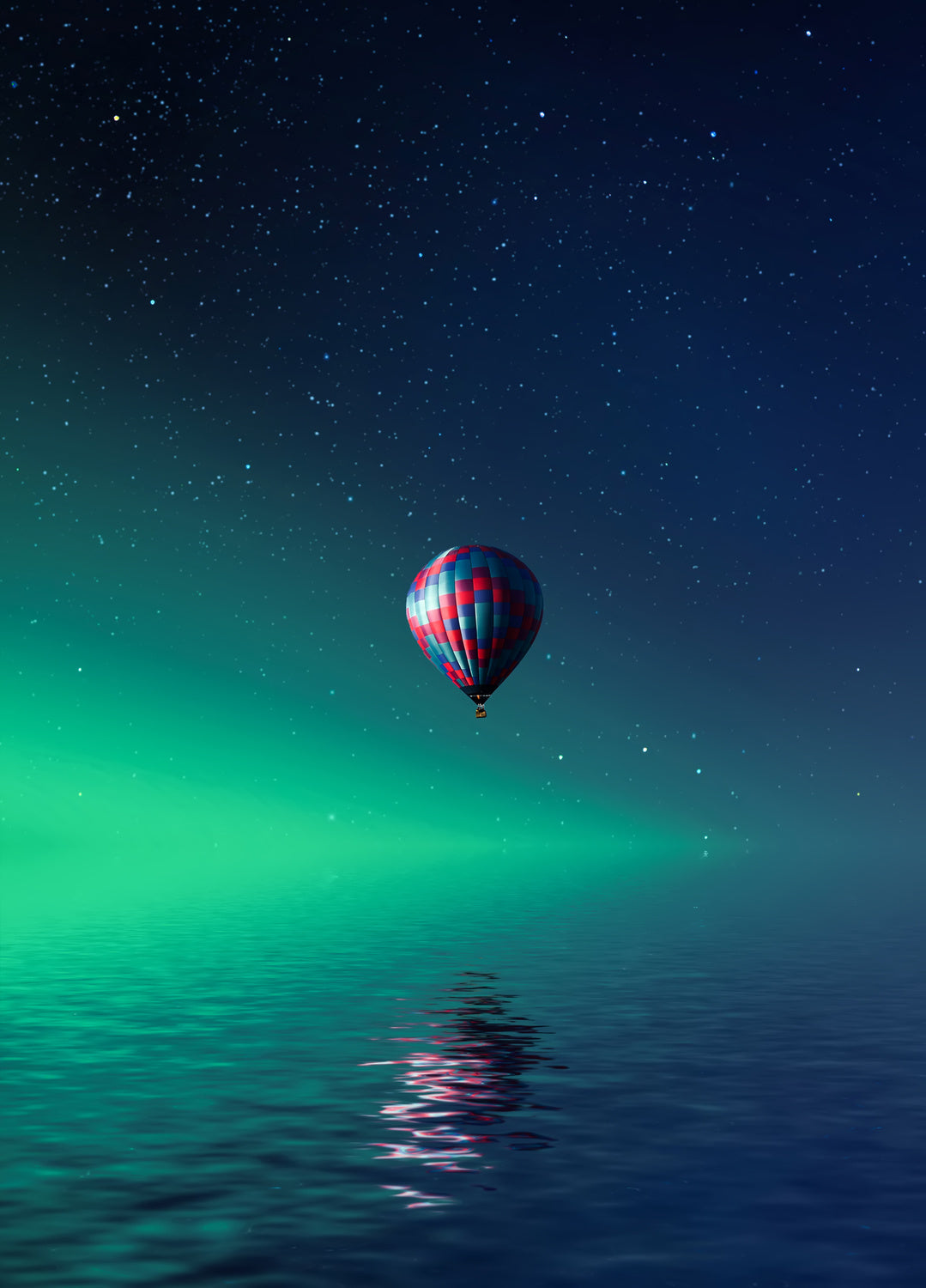 Balloon on lake Batllava Poster och Canvastavla