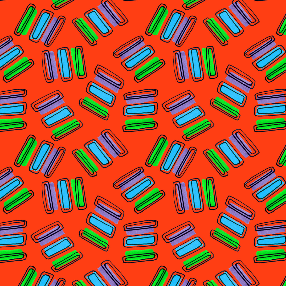 Rectangles Purple Orange Green On Orange Poster och Canvastavla