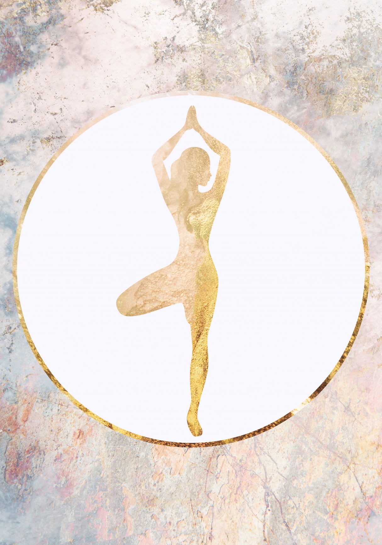 Yoga gold marble 1 Poster och Canvastavla