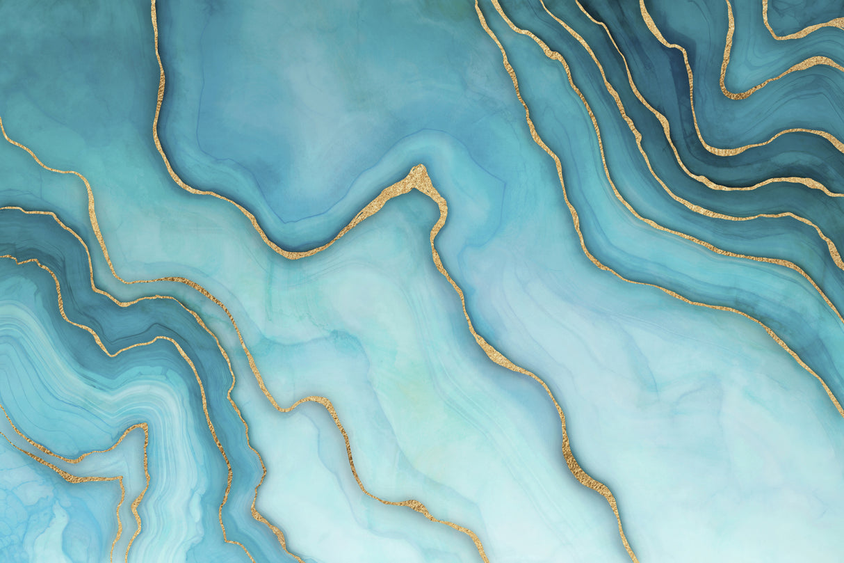 Marbled Glamour Turquoise Poster och Canvastavla