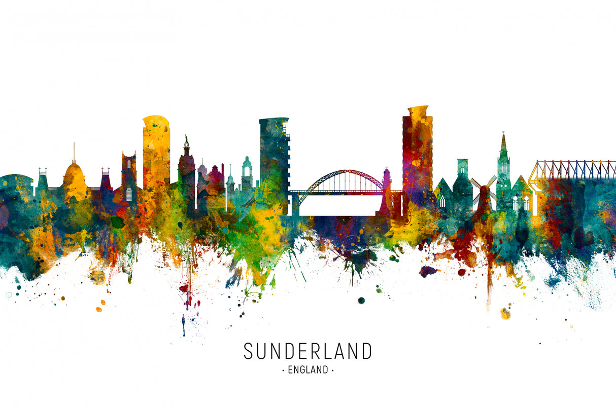 Sunderland England Skyline Poster och Canvastavla