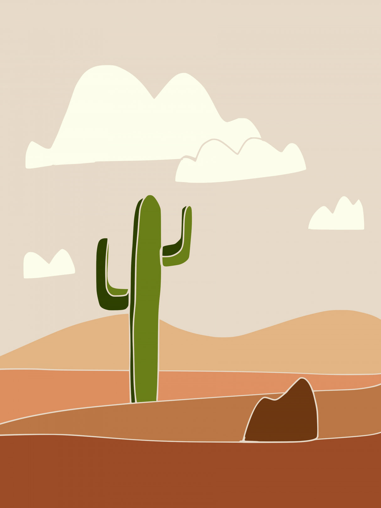 Southwest Cactus Landscape Poster och Canvastavla