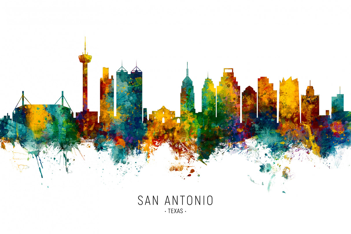 San Antonio Texas Skyline Poster och Canvastavla