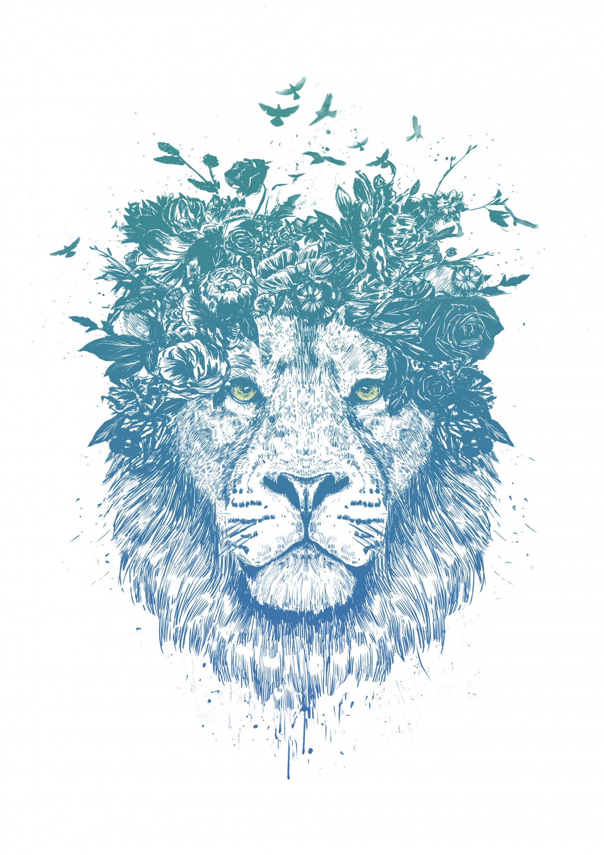 Floral lion II Poster och Canvastavla
