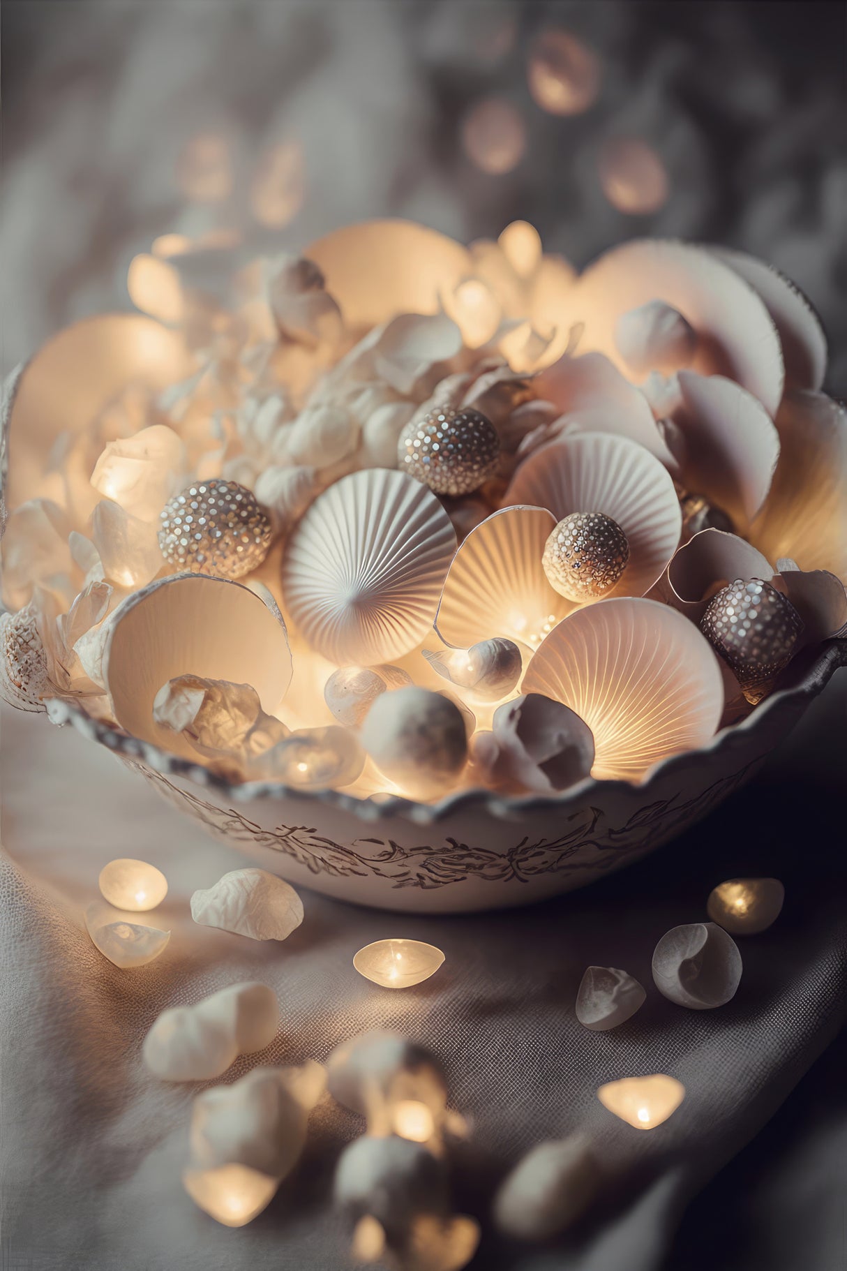 Glowing Sea Shells Poster och Canvastavla