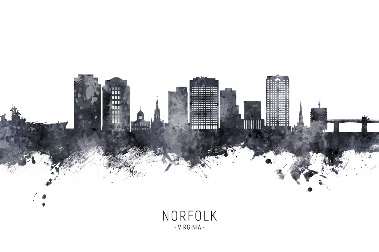 Norfolk Virginia Skyline Poster och Canvastavla