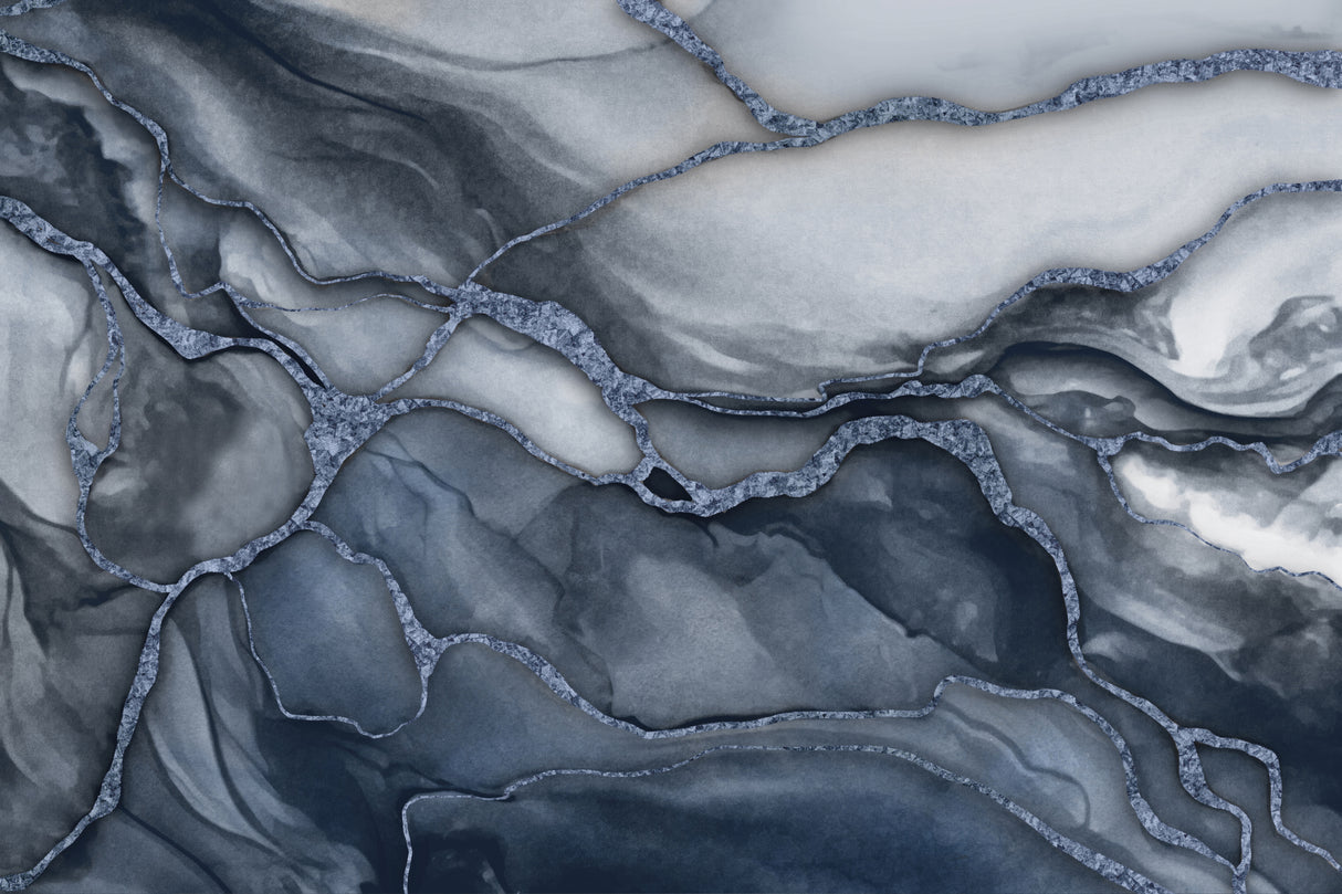 Marble Elegance Navy Blue Poster och Canvastavla