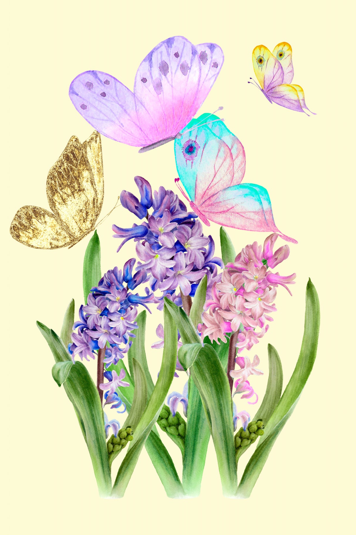 Flowers and butterflies Poster och Canvastavla